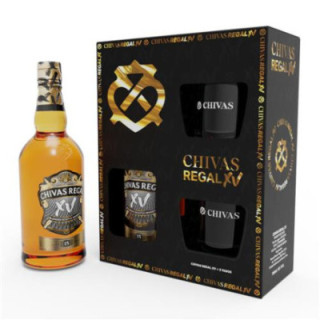 Estuche 1 Whisky Chivas 15y 750cc + 2 Vasos